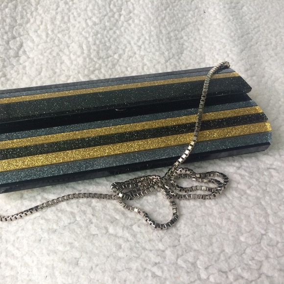 Jimmy Choo Sweetie Black Gold and Silver Acrylic Glitter Clutch - Picture 3 of 16